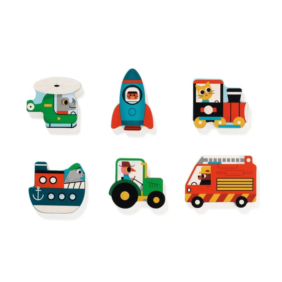 puzzle 22 pièces en bois : Puzzlo Vroom - Djeco