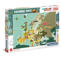 Puzzle 250 pièces Exploring Maps : Europe - Monuments et Merveilles - Clementoni