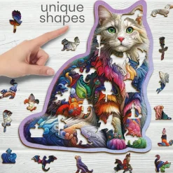 Puzzle 150 pièces/15 formes : chat doux - Wooden City