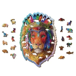 Puzzle 250 pièces/40 formes en bois : Lion Mystique - Wooden City