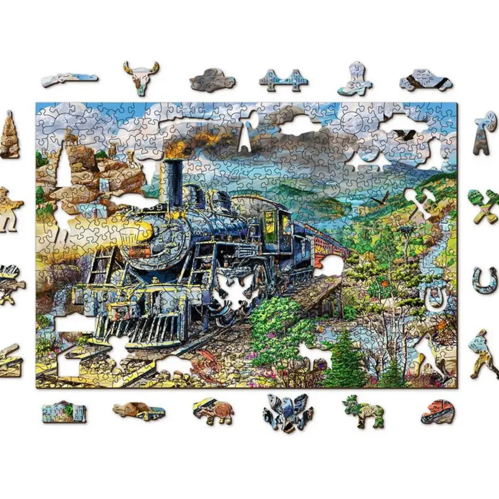 Puzzle 505 pièces/50 formes en bois : Chemin de Fer - Wooden City