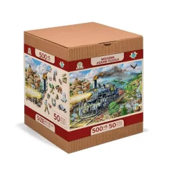 Puzzle 505 pièces/50 formes en bois : Chemin de Fer - Wooden City