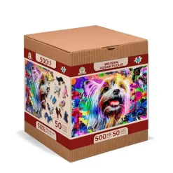 Puzzle 505 pièces/50 formes en bois : yorkshire terrier pop art - Wooden City
