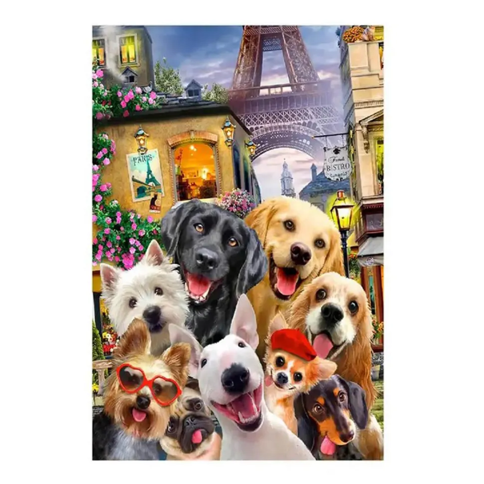 Puzzle 200 pièces/20 formes en bois : Chiots à Paris - Wooden City