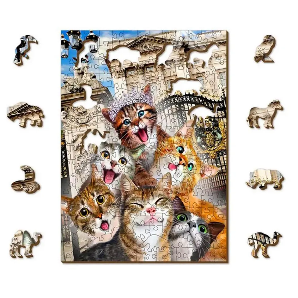 Puzzle 200 pièces/20 formes en bois : Chatons à Londres - Wooden City