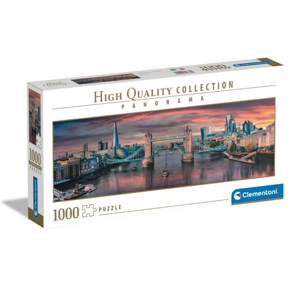 Puzzle 1000 pièces panoramique : De l'autre côté de la Tamise - Clementoni