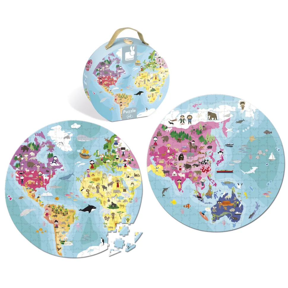 Puzzle 208 pièces rond : Valisette Planète bleue - Janod