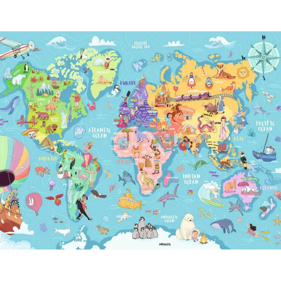 Puzzle 100 pièces XXL : La carte du monde - Ravensburger