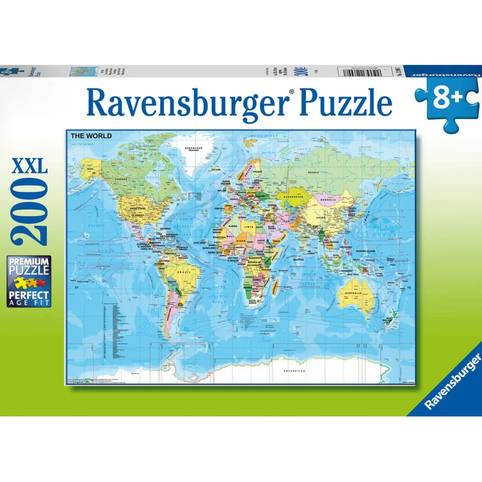 Puzzle 200 pièces XXL : Carte du Monde - Ravensburger