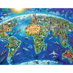Puzzle 300 pièces XXL : Carte des monuments du monde - Ravensburger