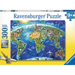 Puzzle 300 pièces XXL : Carte des monuments du monde - Ravensburger