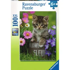 Puzzle 100 pièces XXL : Chaton dans fleurs - Ravensburger