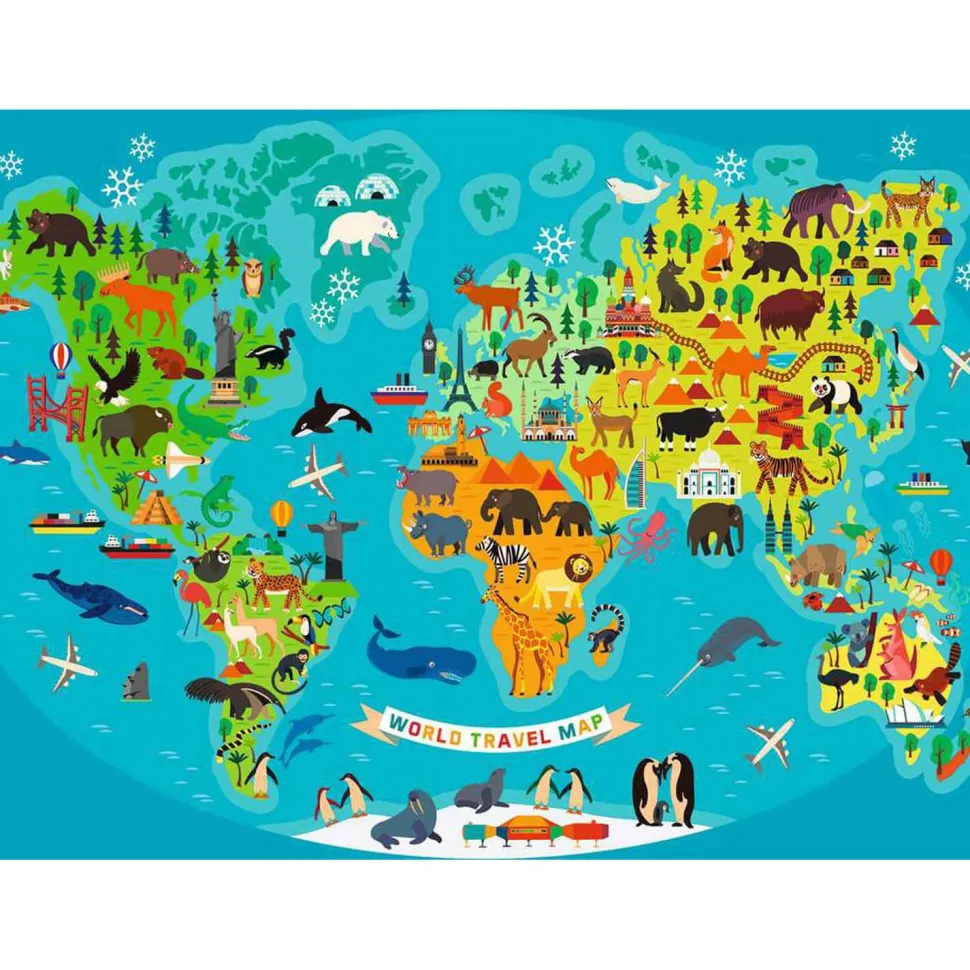 Puzzle 150 pièces XXL : La carte du monde des animaux - Ravensburger