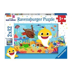 Puzzle 2 x 12 pièces : baby shark explore l'océan - Ravensburger
