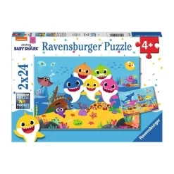 Puzzle 2 x 24 pièces : baby shark et sa famille - Ravensburger