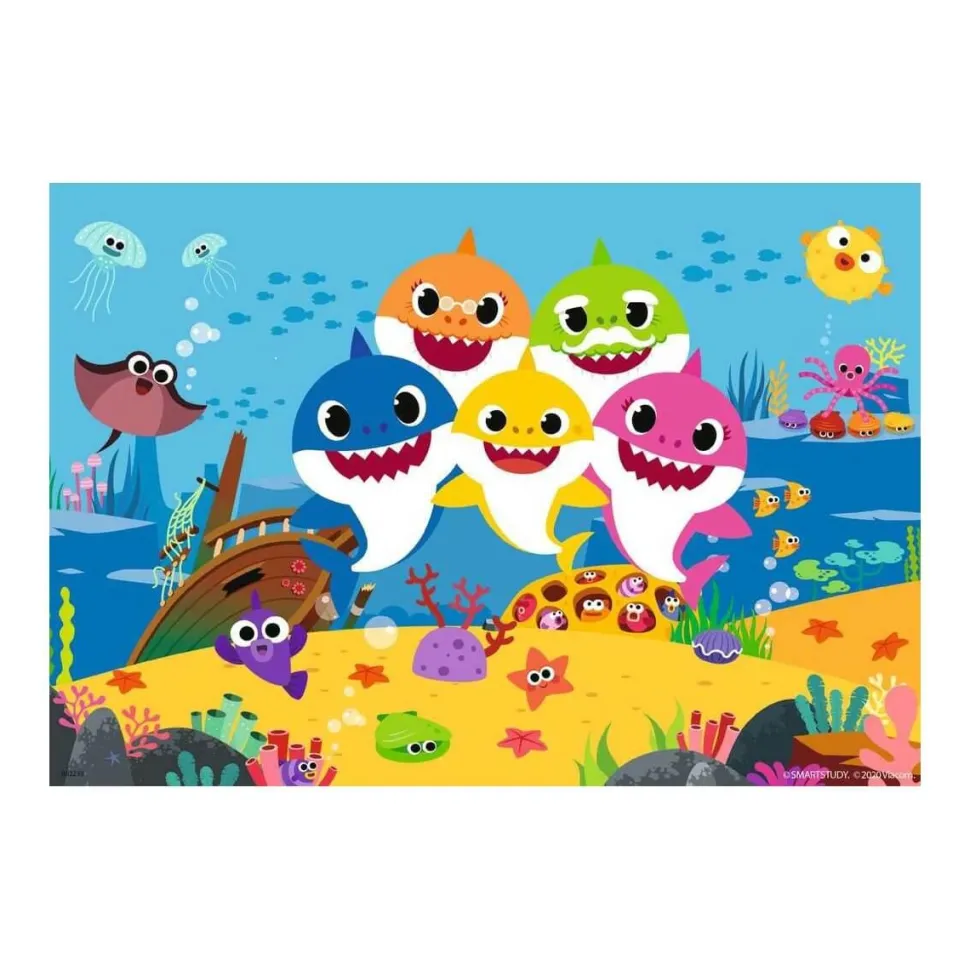 Puzzle 2 x 24 pièces : baby shark et sa famille - Ravensburger