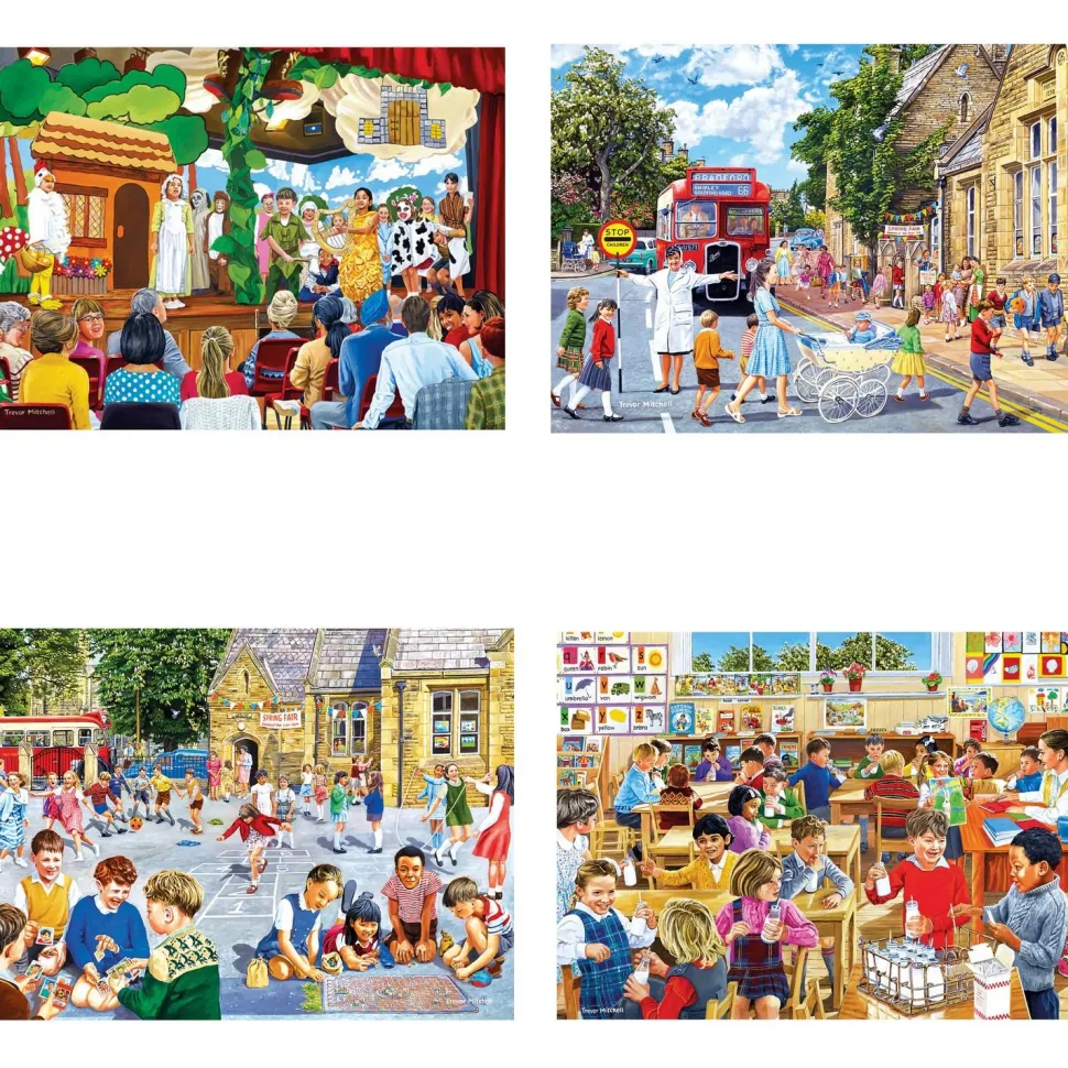 Puzzle 4 x 500 pièces : Jours d'école - Gibsons