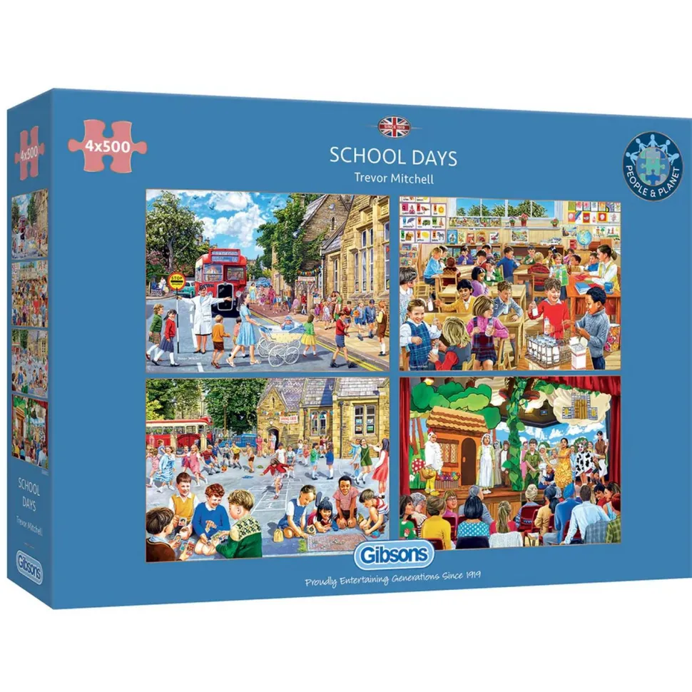 Puzzle 4 x 500 pièces : Jours d'école - Gibsons