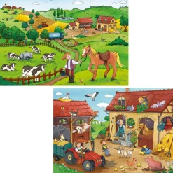 Puzzle 2 x 12 pièces : Le travail à la ferme - Ravensburger