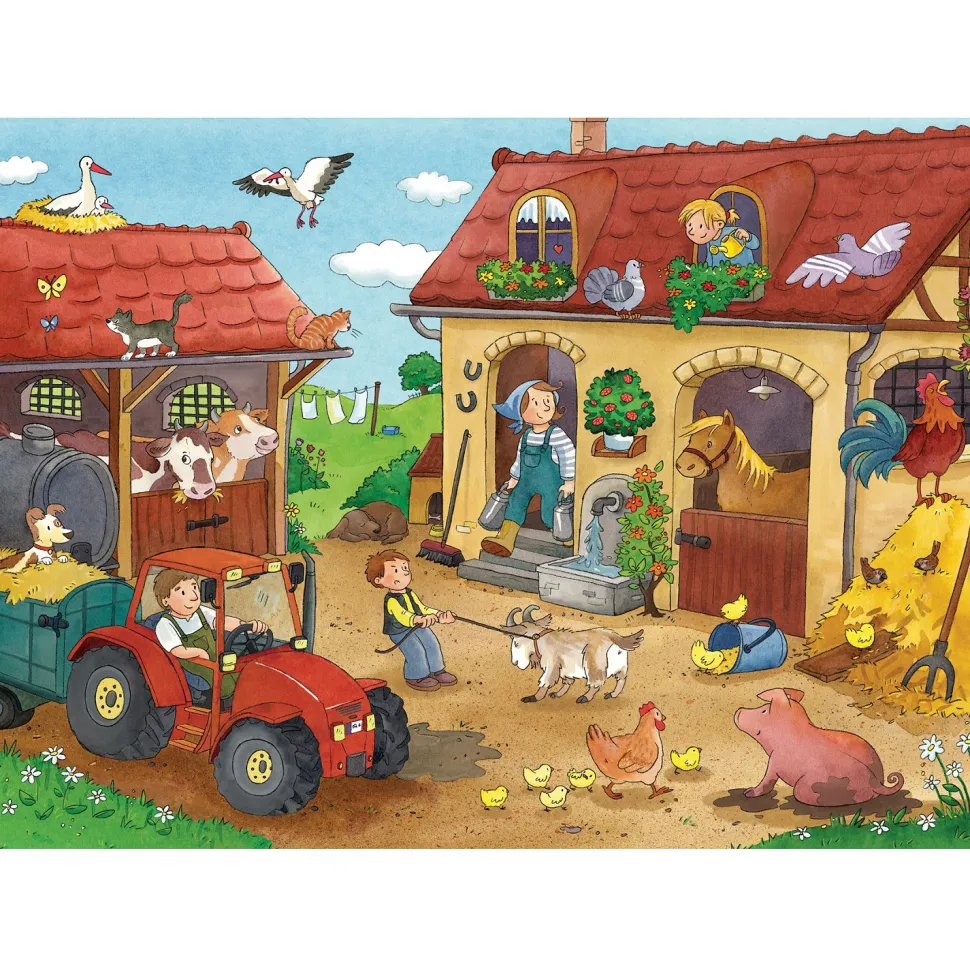 Puzzle 2 x 12 pièces : Le travail à la ferme - Ravensburger