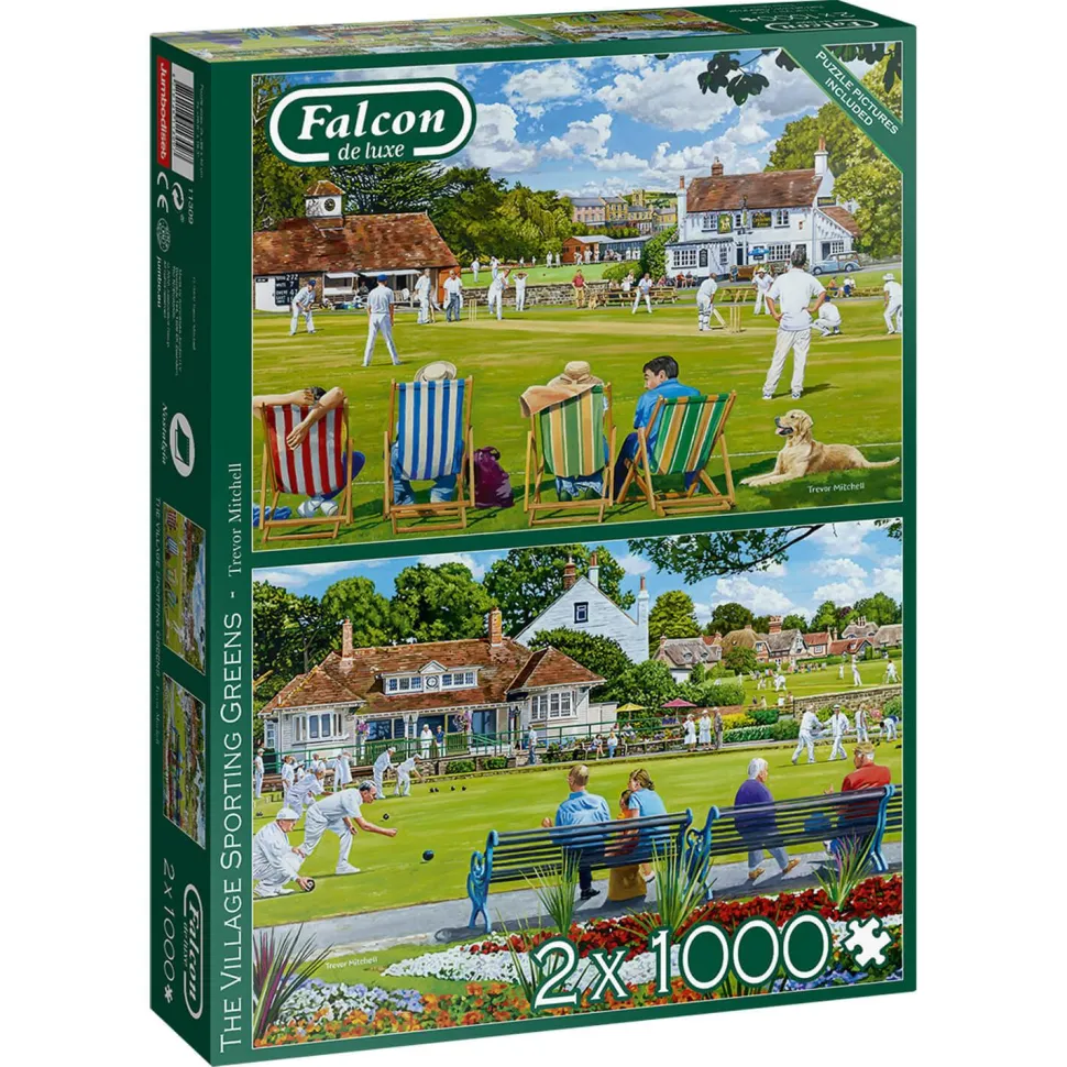 Puzzle 2 x 1000 pièces : Le Village Sporting Greens - Falcon de luxe