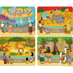 Puzzle 4 x 6 pièces : Les animaux du zoo - Vilac