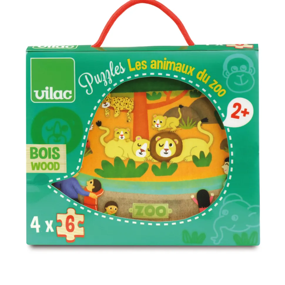 Puzzle 4 x 6 pièces : Les animaux du zoo - Vilac
