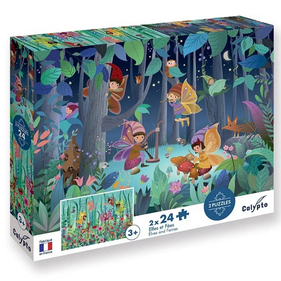 Puzzle 2 x 24 pièces avec Poster : Elfes et Fées - Sentosphère