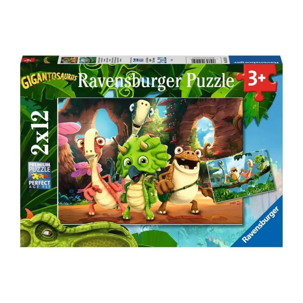 Puzzle 2 x 12 pièces Gigantosaurus : la petite bande de dinosaures - Ravensburger