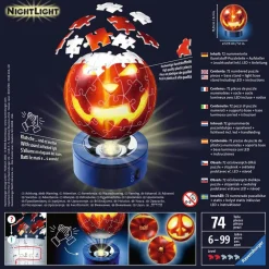 Puzzle Ball 3D 72 pièces illuminé : Citrouille d'Halloween - Ravensburger