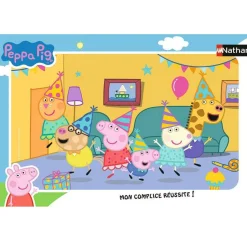 Puzzle cadre 15 pièces : l'anniversaire de Peppa Pig - Nathan