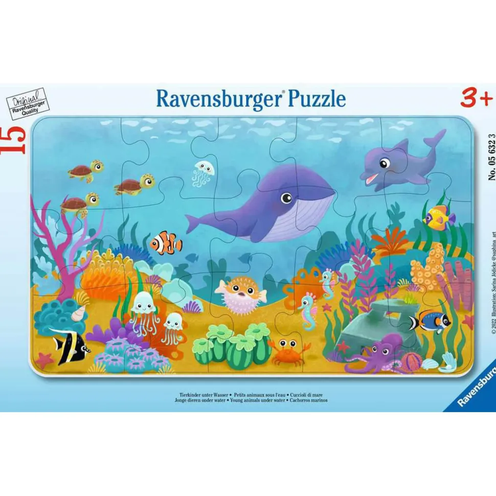 Puzzle cadre 15 pièces : Petits animaux sous l'eau - Ravensburger