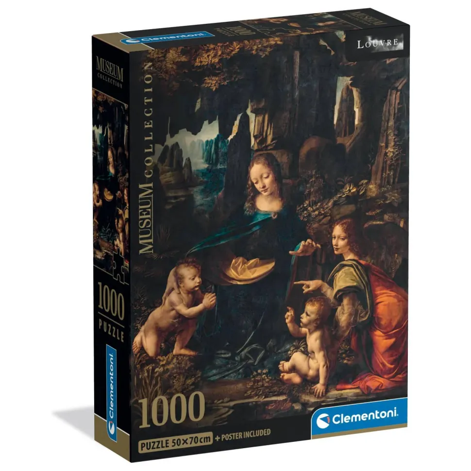 Puzzle Compact 1000 pièces : De Vinci - La Vierge aux Rochers - Clementoni
