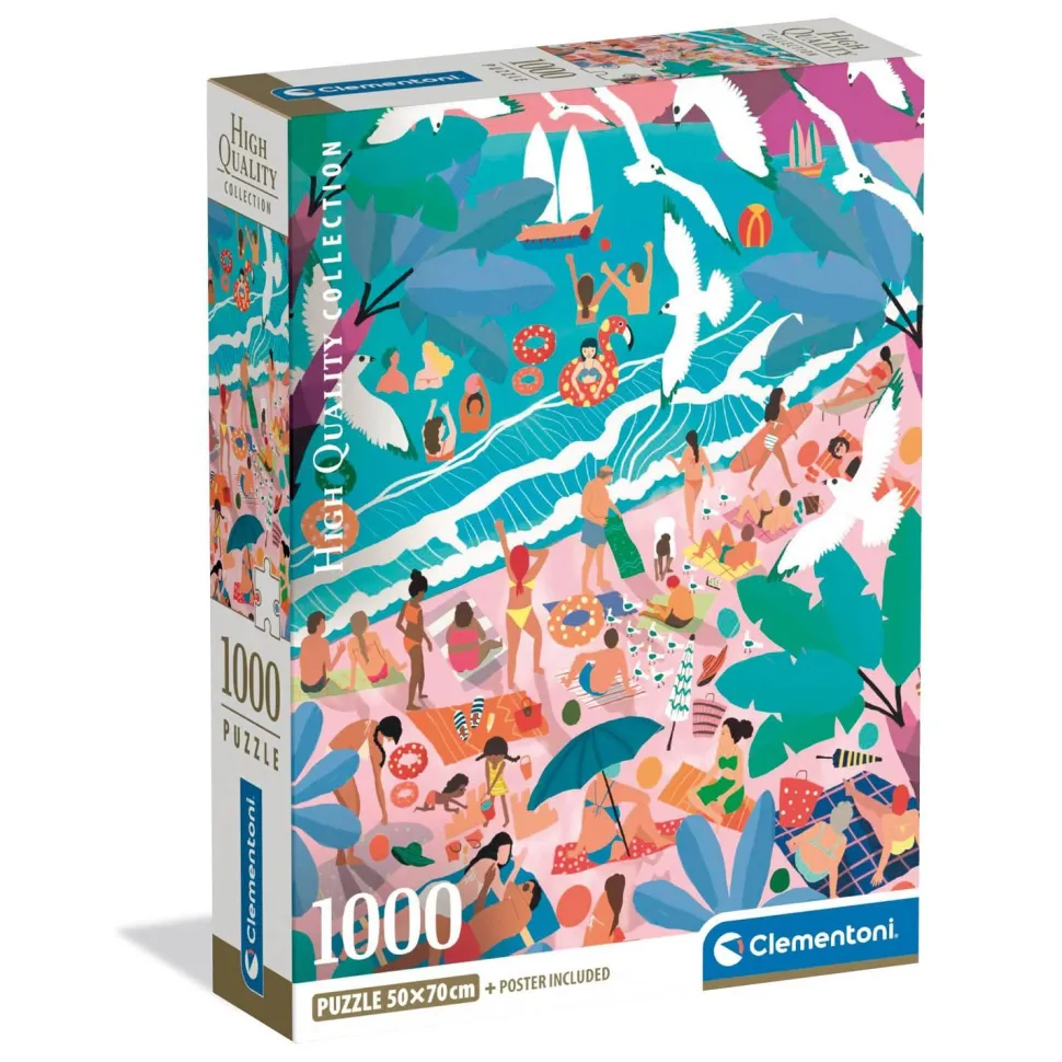 Puzzle Compact 1000 pièces : Dimanche à la Plage - Clementoni