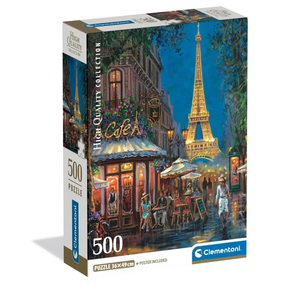 Puzzle Compact 500 pièces : La Nuit au Café Eiffel - Clementoni