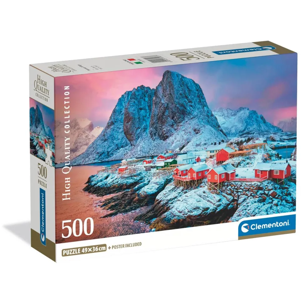 Puzzle Compact 500 pièces : Le village de Hamnoy - Clementoni
