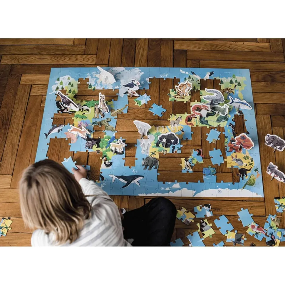 Puzzle éducatif géant 200 pièces : Les Animaux menacés - Janod