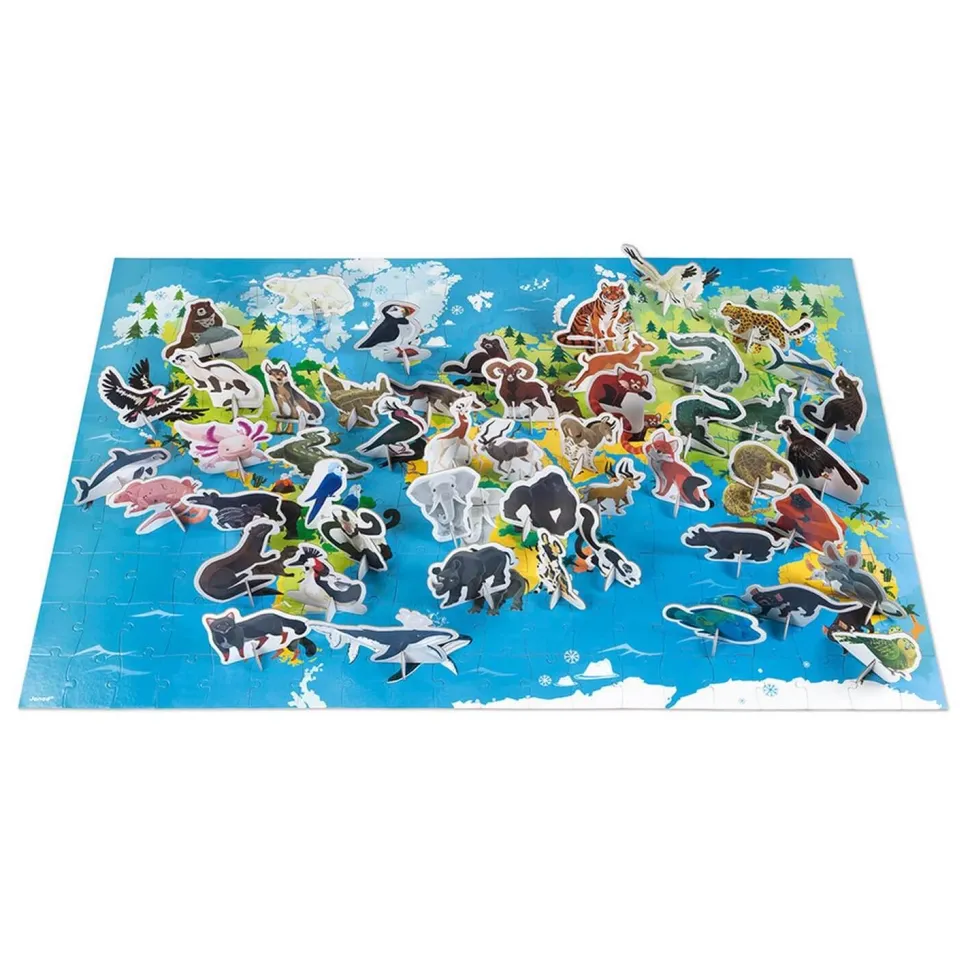 Puzzle éducatif géant 200 pièces : Les Animaux menacés - Janod
