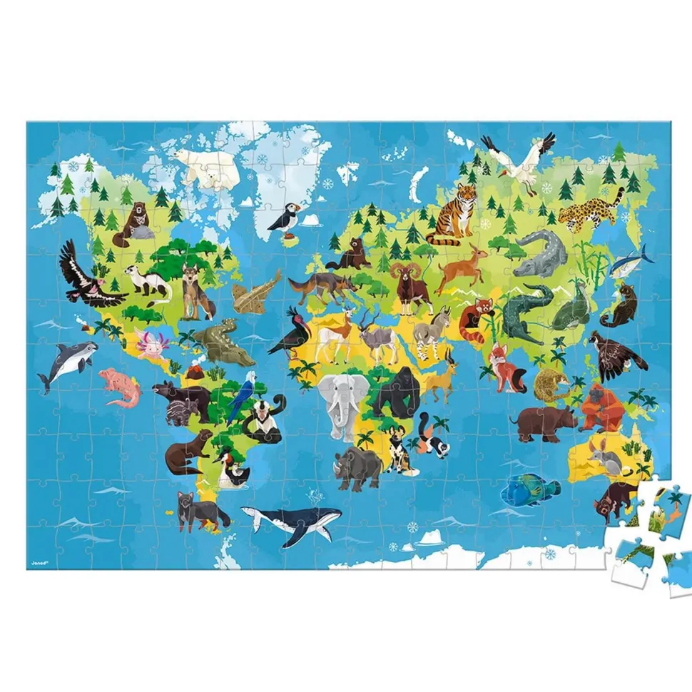 Puzzle éducatif géant 200 pièces : Les Animaux menacés - Janod
