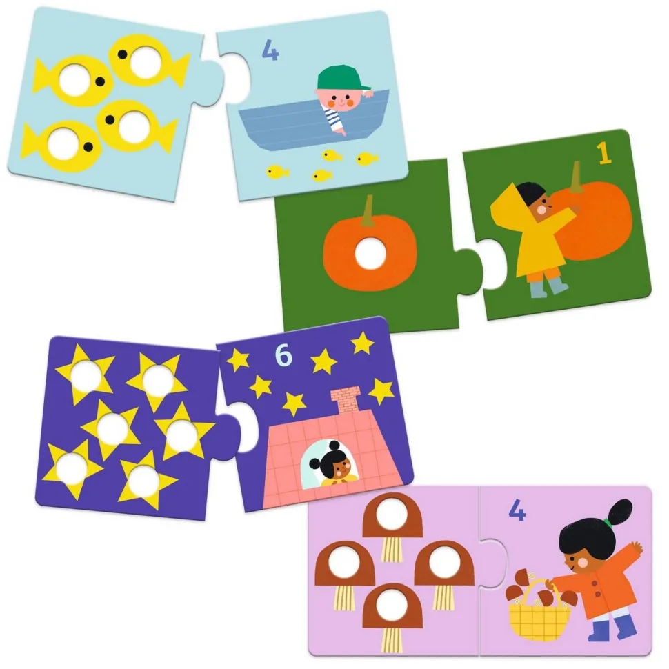 Puzzle Duo 12 x 2 - Premiers chiffres - Djeco