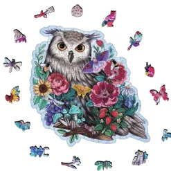 Puzzle en bois 150 pièces : Forme : Hibou floral - Ravensburger