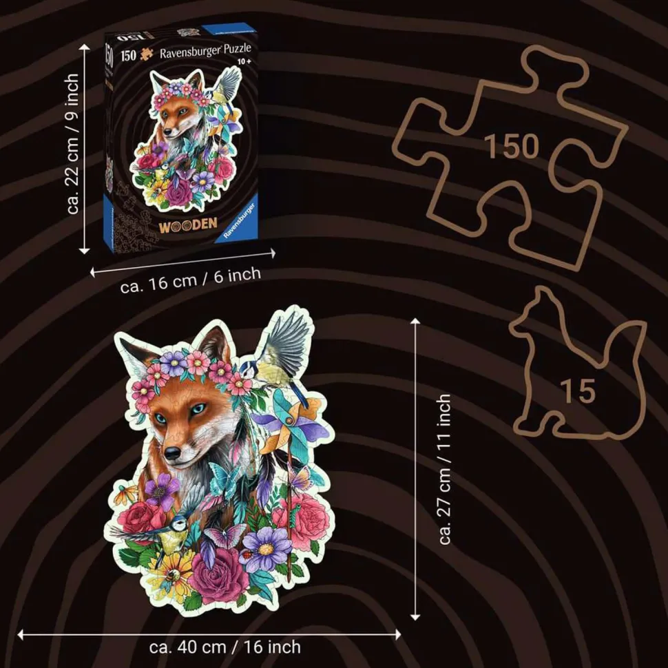 Puzzle en bois 150 pièces : Forme : Renard coloré - Ravensburger