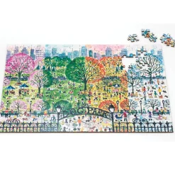 Puzzle en bois 250 pièces : Les 4 saisons du parc aux chiens, Michael Storrings - Galison