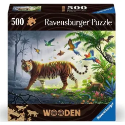 Puzzle en bois 500 pièces : Tigre de la jungle - Ravensburger