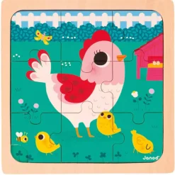 Puzzle en bois : Poulette Henriette - 9 pièces - Janod
