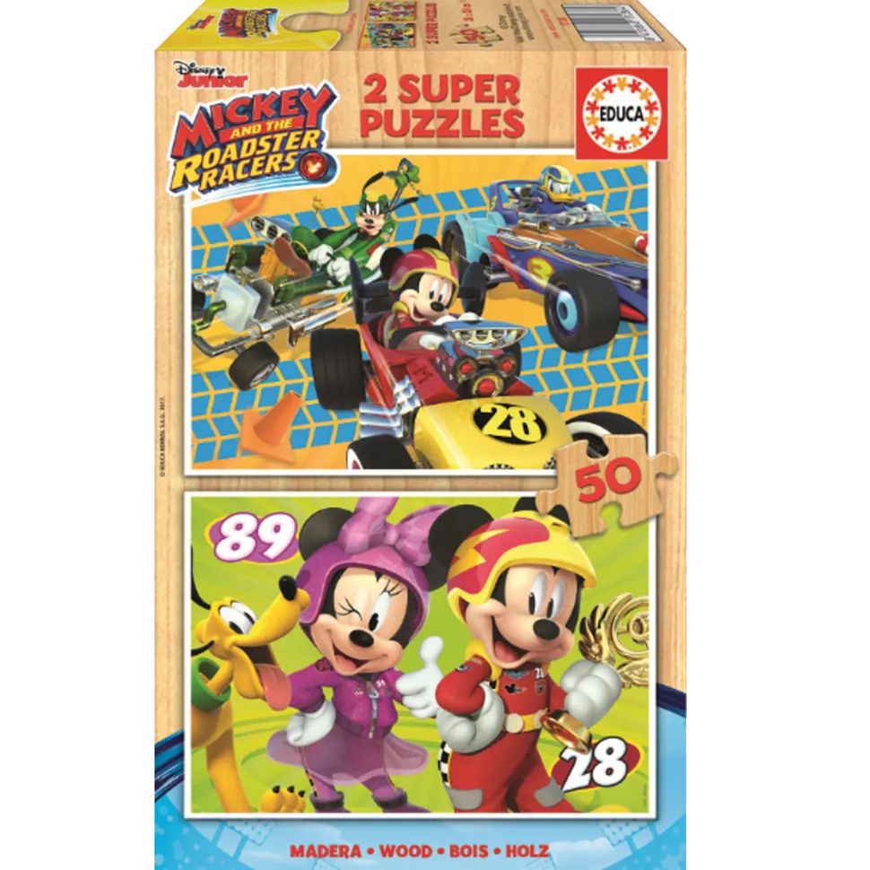 Puzzle en bois 2 x 50 pièces : Mickey et ses amis : Top départ - Educa