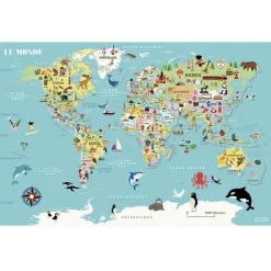 Puzzle en bois de 86 pièces : Carte du Monde magnétique par Ingela P. Arrhenius - Vilac