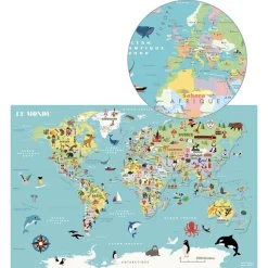 Puzzle en bois de 86 pièces : Carte du Monde magnétique par Ingela P. Arrhenius - Vilac