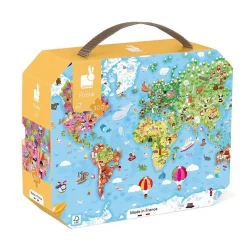 Puzzle géant éducatif 300 pièces : Carte du monde - Janod