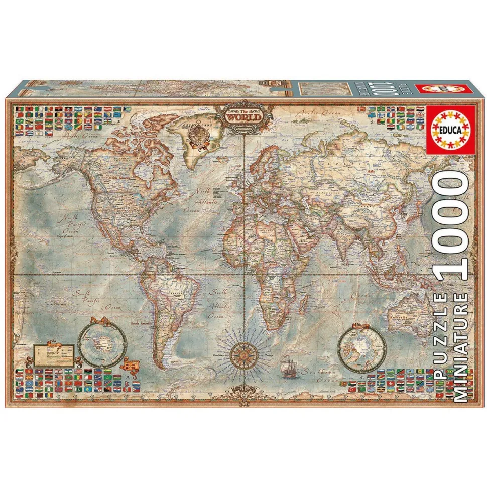 Puzzle minitiature 1000 pièces : Carte politique - Educa